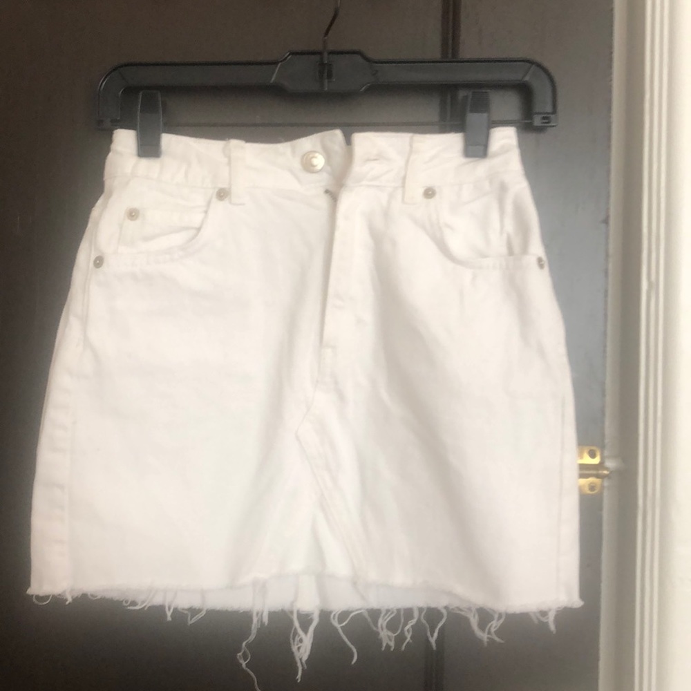 00 WHITE DENIM Skirt TOPSHOP